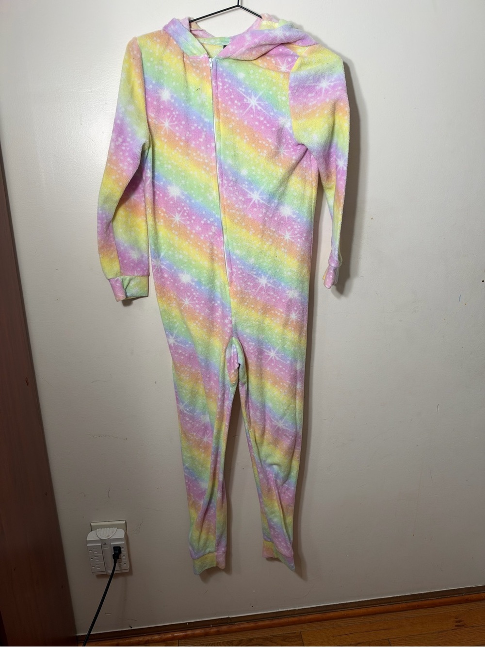 Kids Rainbow Star Hooded One-Piece Pajamas